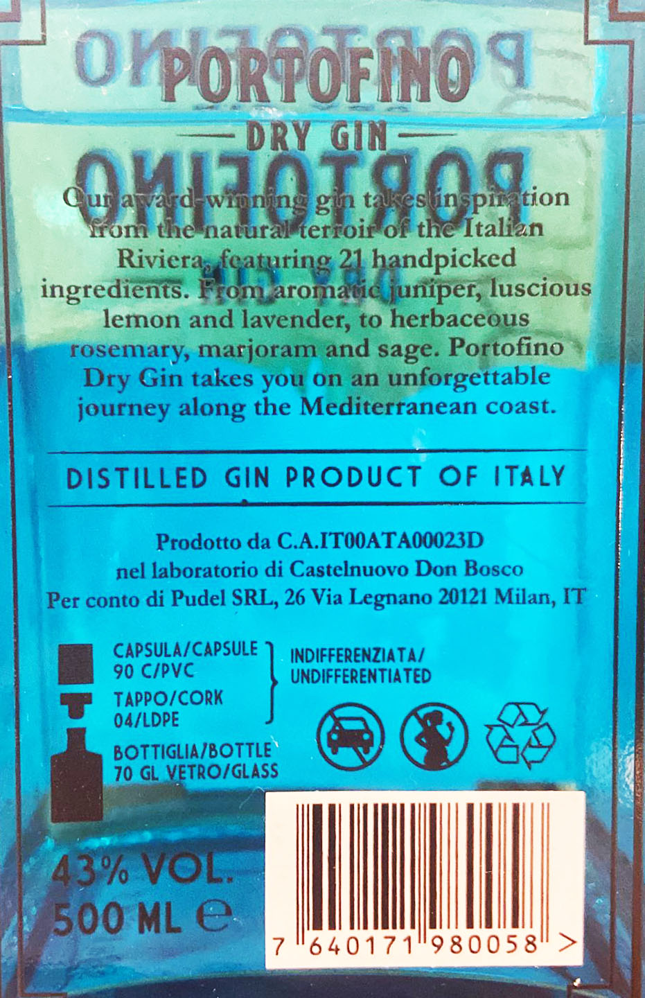 Portofino Dry Gin - Ghemé - Cinque Terre - Vineria
